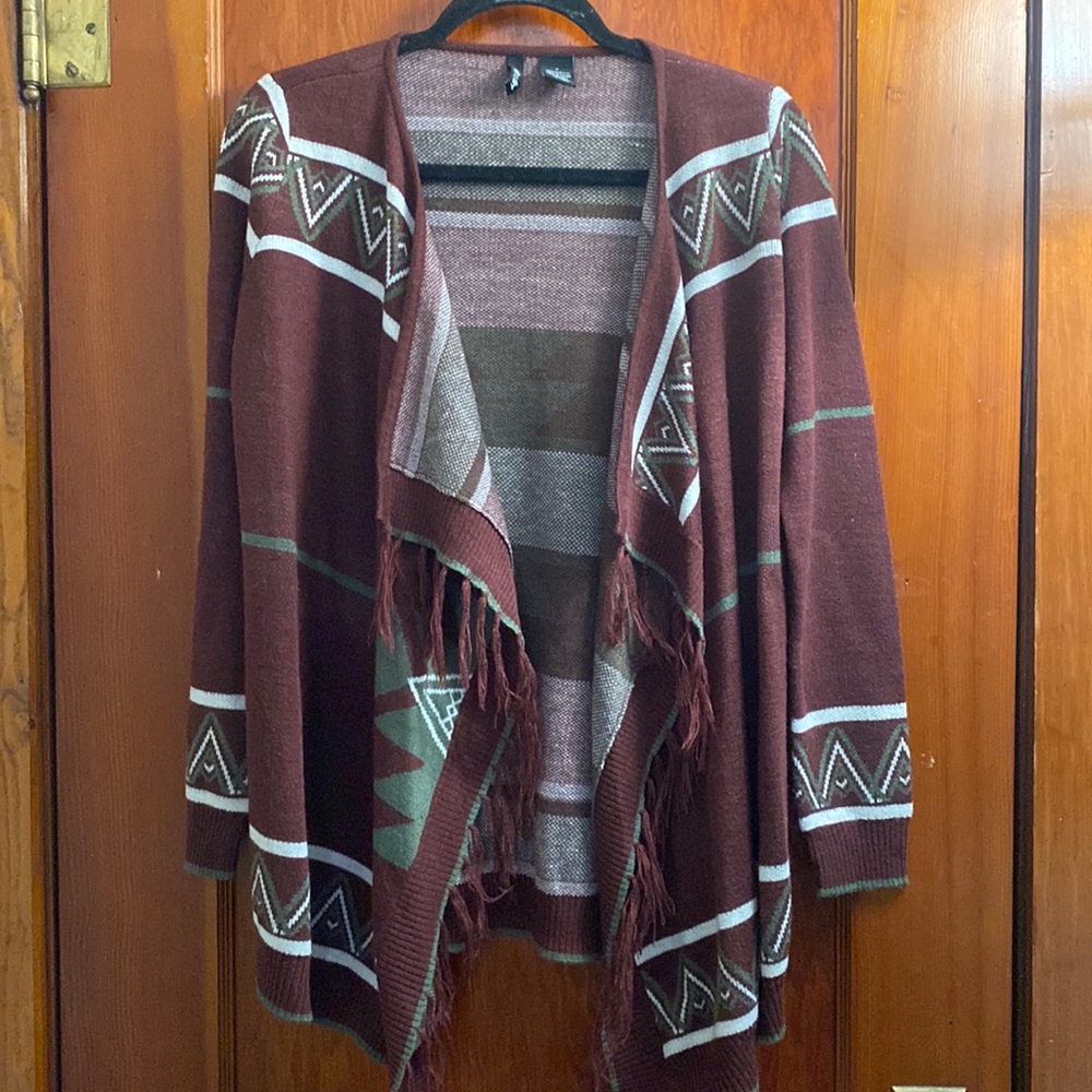 Dark Purple Tribal Print Cardigan